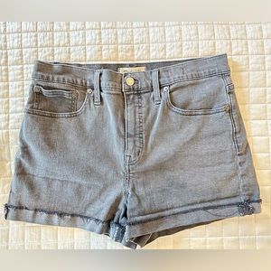 Madewell Gray High Rise Cuffed Denim Shorts Size 29